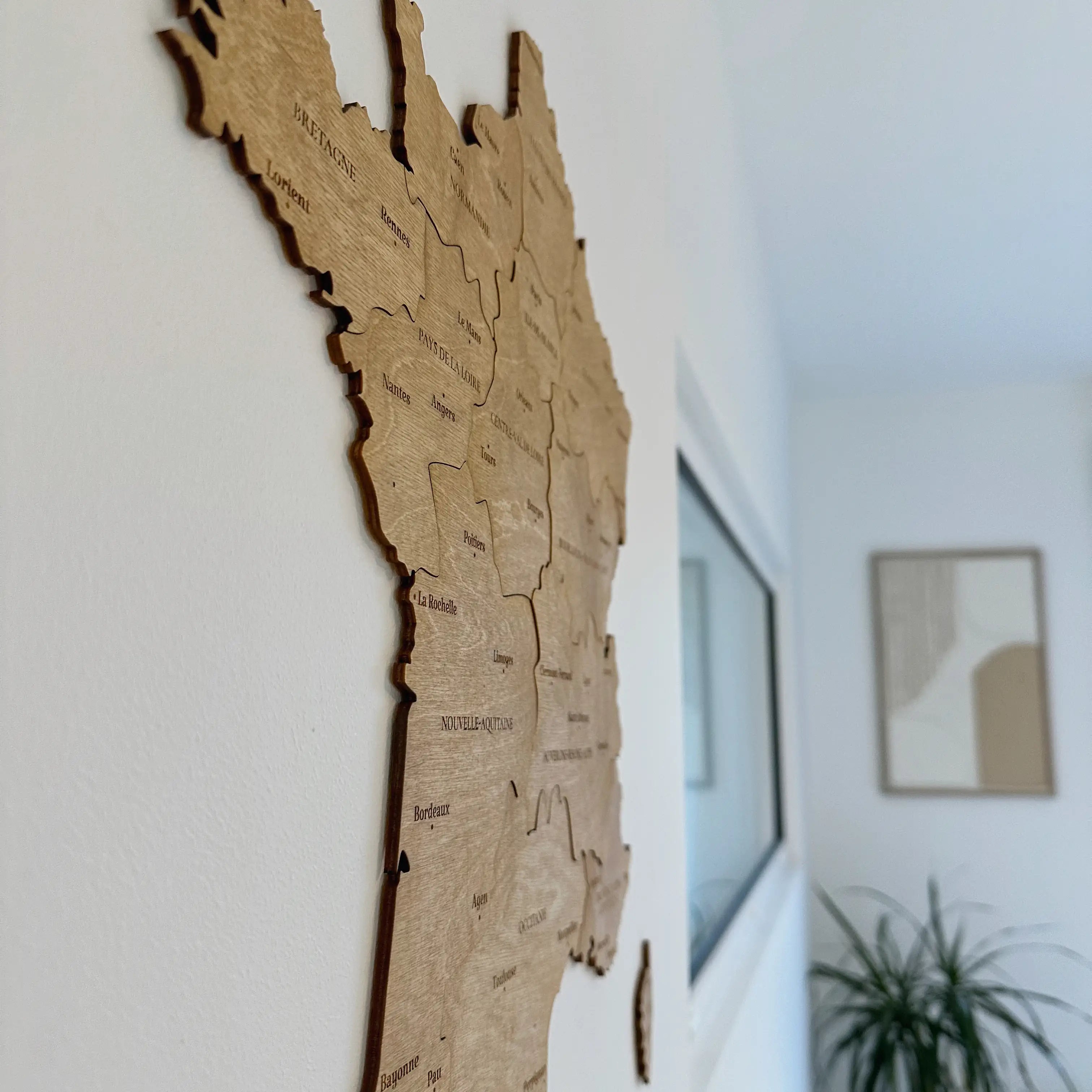 Idée cadeau de décoration intérieure, une carte de France en bois