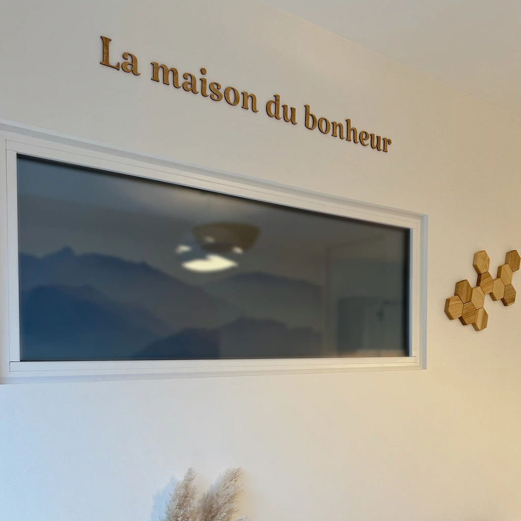 Décoration murale en bois "La maison du bonheur" dans le coloris chêne clair
